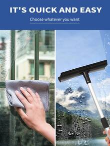 2-In-1 Telescopic Window Cleaner With Squeegee & Sponge - Extendable Aluminum Pole For Car Glass, High-Rise Windows, Shower Doors - Dual-Sided Scrubbing Tool For Home/Kitchen/Cleaning Accessories