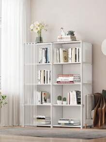 1pc Portable Closet Organizer, Multifunctional Cube Bookcase, Storage Shelves With Curtain, 31.5"W X 15.7"D, Freestanding Assembly, For Bedroom, Living Room, Kitchen, Office, Holidays, Christmas Gift