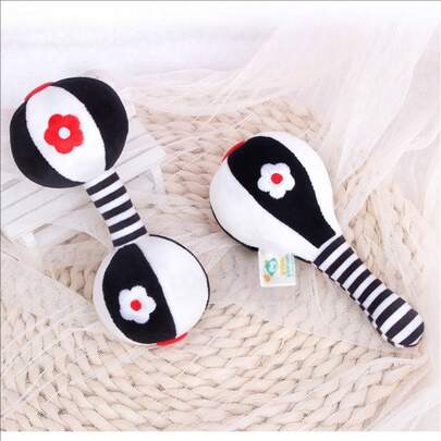 Black & White Baby Soft Rattle Toy, High Contrast Soft Plush Dumbbell Rattle Shaker, Newborn Gift Suitable For Babies 0+ Months