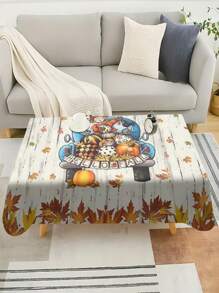 1/20pcs Autumn Harvest Festival Thanksgiving Themed White Background Maple Leaf And Cartoon Character Pumpkin Pattern Tablecloth, Suitable For Indoor And Outdoor Gatherings, Is The Perfect Choice For Autumn Harvest Decoration.