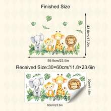 丛林动物火车儿童房墙贴 - 狮子、大象和老虎的卡通冒险 | 可移除育儿室贴纸，适用于游戏室和卧室的教育性剥离和粘贴装饰 - 彩色 - 查看 12