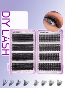 616/512/488pcs Lash Clusters, D Curl, Single Lash Clusters, D Curl 10-16mm Effect DIY Handmade False Eyelashes, Dense Curl, Soft Thick 40W Customizable Eyelash Extension, Ultra-Light False Eyelashes, 10-16mm Mixed Length, 0.07mm D Curl, 32 Rows, Faux Mink, Single Cluster Design, Suitable For Daily Wear, Parties And All Occasions, W04 Thick Cluster False Eyelashes