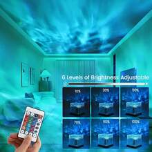 1pc 16 Color Ocean Wave Projection Lamp - Progressive Rotating Flame Water Lamp With Remote Control, Suitable For Office, Bedside, Bedroom, Bar, Restaurant Wave Night Light - 16 Colors - View 4