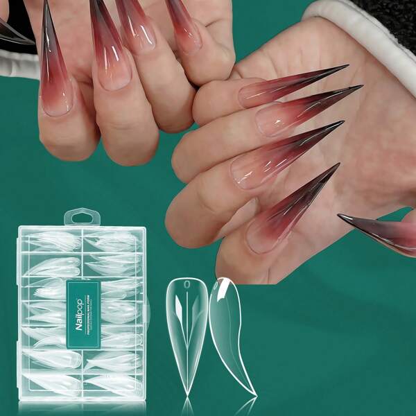3D Dragon Claw Nail Dual Forms For Poly Gel Extension Clear Reusable Full Coverage Molds 140pcs 14sizes, For Salon & DIY At Home