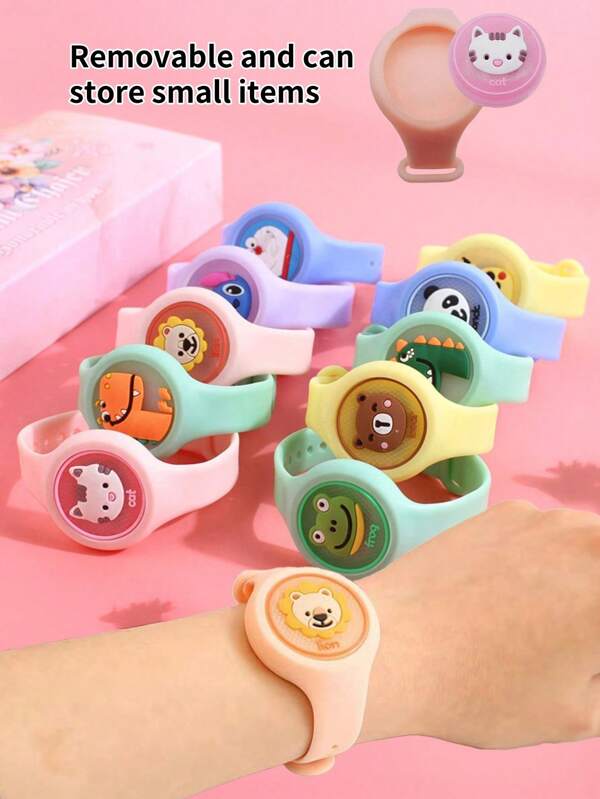 1/5/10PCS Cartoon Animal Silicone Bracelet – Openable Wristband With Hidden Storage | Cute Party Favor, Birthday Gift, Back To School Present & Classroom Prize For Kids,School Supplies