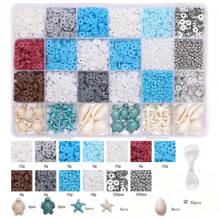 3200 Stücke Schmuckherstellung Set mit ozeanblau thematischen gemischten Polymer-Ton-Perlen, einschließlich Schildkröten/Muschel/Seestern Anhänger für DIY Freundschaftsarmbänder, Halsketten, Ohrringe, Bastelarbeiten, Geschenke (Zufallsfarben)