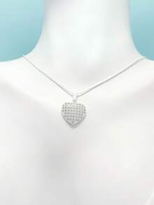 Elegant Necklace For Women With Heart-Shaped Pendant Inlaid With Zirconia. 925 Silver Plated, Hypoallergenic. - 銀色 - 查看 4
