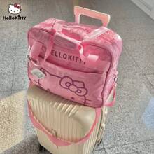 Sanrio 1pc Hello Kitty High Quality Oxford Cloth Travel Bag With Zipper, Adjustable Shoulder Strap, Portable Clothes Storage Bag - Pink