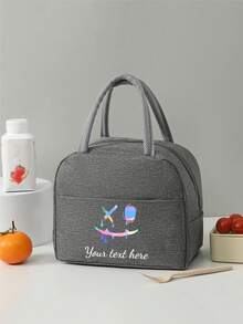 Customized Text Gift Bag, Large Capacity Lunch Box Bag, Suitable For Teenagers. Applicable For Office, University, Work, Business, Commuting, Outdoor, Travel And Picnic. Insulated Lunch Box Bag, Portable Aluminum Foil Ice Bag, Lunch Bag, Picnic Storage Bag - Grey - View 22