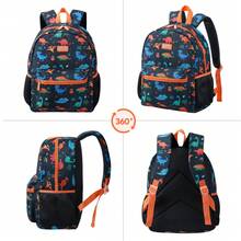 3pcs Kids Backpack Set For Girls School Bags Large Capacity Boys Printing School Backpack Set Rucksack Bagpack Kids Cute Book Bags, Casual Outings, Casual Student Bag - Black Dinosaur - View 3