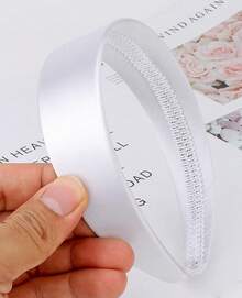 Wecoe Brown Satin Headband Women 1.6 Inch Wide Silk Headband Non Slip Fashion Neutral Colors Plain Hair Band DIY Holiday Hair Accessories For Women Girls Diademas Para Mujer Gifts - 白色 - 查看 7