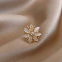 3 Stücke elegante Blumen Broschen für Damen, Katzenaugen Stein Blumen Design Legierung Broschen, personalisiertes Accessoire für Pullover, Schals, süße Sicherheitsnadel zum Lichtschutz