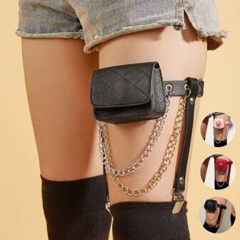 Bolsa de pierna estilo gótico Y2K al estilo japonés con clip de calcetín, bolsa de cintura de estilo punk de cuero de PU linda y genial para mujeres, bolsa de pierna personalizada para mujeres, disponible en colores rojo/rosa/negro, bolsa de pierna versátil al estilo japonés, decoración de pierna, bolsa de cintura portátil