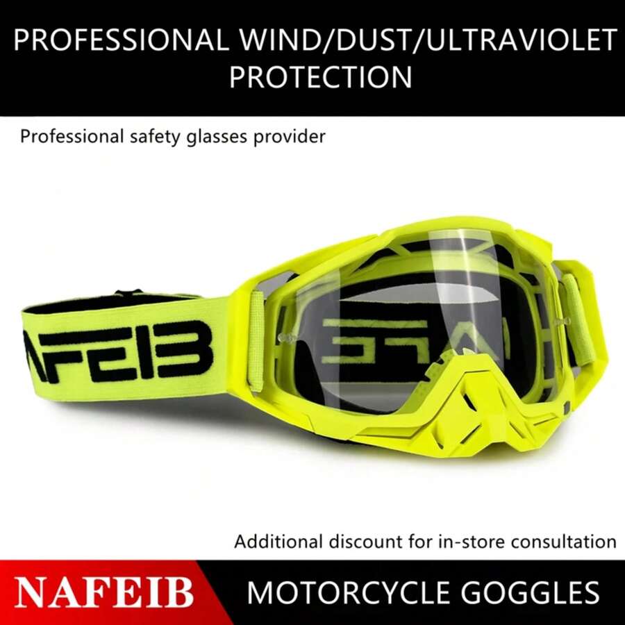 Gafas de motocross NAFEIB, gafas protectoras a prueba de viento para hombre de motocicleta, esquí, ciclismo, carreras y todoterreno con película desprendible