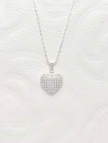 Elegant Necklace For Women With Heart-Shaped Pendant Inlaid With Zirconia. 925 Silver Plated, Hypoallergenic. - 銀色 - 查看 6