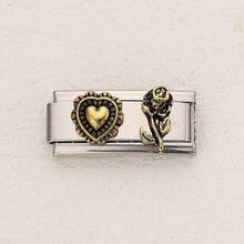 1 件复古风格不锈钢手链组件，配有丘比特、心形、熊、玫瑰、蝴蝶结配件，DIY 制作手链首饰，可自由搭配不同风格 - 長方 - 查看 14