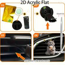 1 pezzo Ornamento piatto 2D in acrilico con disegno carino di un gattino rosa, molletta per presa d'aria, 1 confezione di fogli profumati, accessori per la decorazione dell'auto, deodorante auto, per portare un aroma fresco, compagno ideale!