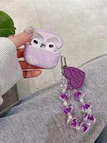 全新贝壳纹 Airpod Pro/3rd Gen 保护壳，紫色贝壳纹 Airpod 保护壳 + 心形吊坠带套装 - 帶掛繩 - 查看 6