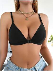 Ladies' Solid Color Basic Sexy Lingerie - Black - View 3