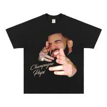 2025 Summer Drake Vintage Tee Men's And Women's Drake Vintage T-Shirt Printed American Casual Vintage Cotton Short Sleeve Top - màu đen - Xem 1