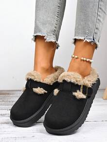 2025年冬季新款户外毛绒加厚保暖雪地靴女休闲时尚舒适一脚蹬拖鞋