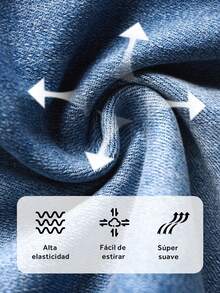 Pantalones vaqueros azul oscuro ajustados de tiro alto, elásticos y moldeadores, clásicos y versátiles - Azul lavado oscuro - Ver 4