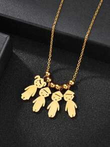 1 件定制不锈钢儿童吊坠项链，个性化手工 DIY 雕刻名字家庭项链 - 彩色 - 查看 6