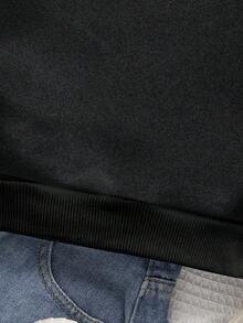 青少年女孩字母图案印花连帽卫衣 - 黑色 - 查看 5