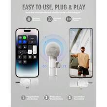 3 In 1 Wireless Lavalier Microphones For IPhone IPad Android Camera USBC Microphone 7Hour Battery Mini MicrophoneCrystal Clear Sound Quality For Recording   White 69wq - 白色 - 查看 2