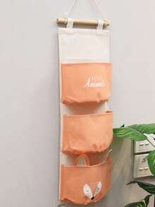 卡通动物挂式收纳袋，多种颜色和尺寸可选，满足不同收纳需求，可挂在门上、宿舍床头柜上，收纳小物件、发夹、文具、收藏品等，多功能卡通挂式收纳袋（小号产品，请在下单前确认尺寸） - 彩色 - 查看 3