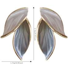 1 对小号简约叶子耳钉优雅优质耳环女士生日派对礼物 - 金黃色 - 查看 6