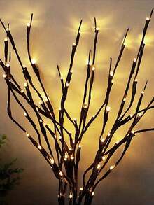 1 buah Lampu Cabang LED 20 Lampu Setinggi 54CM, 2 Bagian, Menyala Terus Menerus, Bertenaga Baterai, Pencahayaan Dekorasi Rumah untuk Kamar Tidur, Ruang Tamu, Berkemah, Liburan, Pesta, Pernikahan - Kuning - View 4