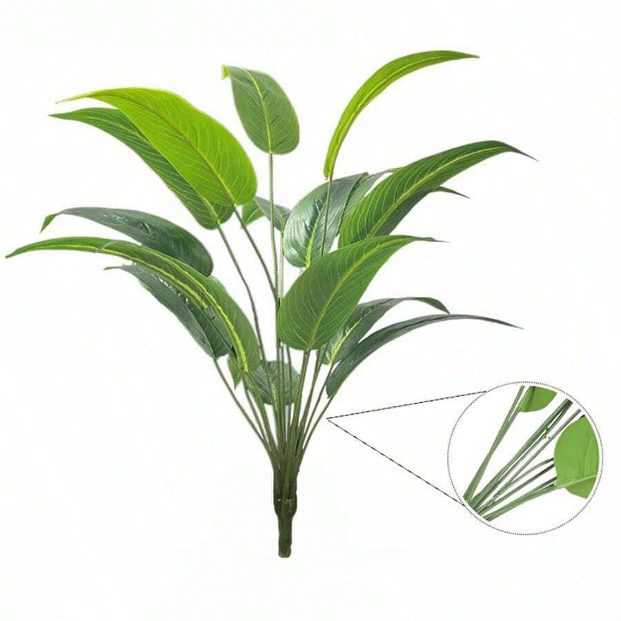 18 Fake Leavesartificial Plants Banana Trees Paradise Birds Tree Leaves Green Tropical Plants For Home Weddings Gardens Parties Simulated Potted Decorations