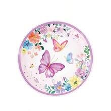 42 Stück Schmetterling Geburtstags Party Zubehör Einweg Pappteller Servietten Becher Tischdecken und Banner für Schmetterling Geburtstagsdekoration