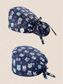 Set de 2 gorros de enfermera ajustables y bonitos con estampado, de talla única, que absorben el sudor, con correa elástica, adecuados para salón de belleza, veterinaria, médico, enfermera, trabajo de limpieza