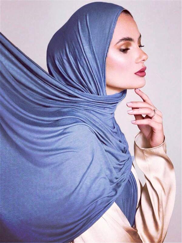 1pc New Style Large Size Jersey Hijab Shawl Soft Casual Solid Color Women Scarf