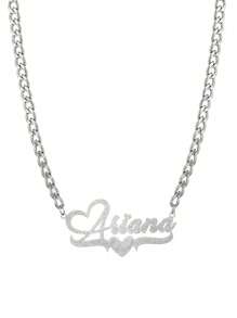 A Custom Sparkling Name Necklace With A Heart Design, Hip-Hop Classic Style, Suitable For Daily Wear And Gift Giving, A Gift For All Seasons