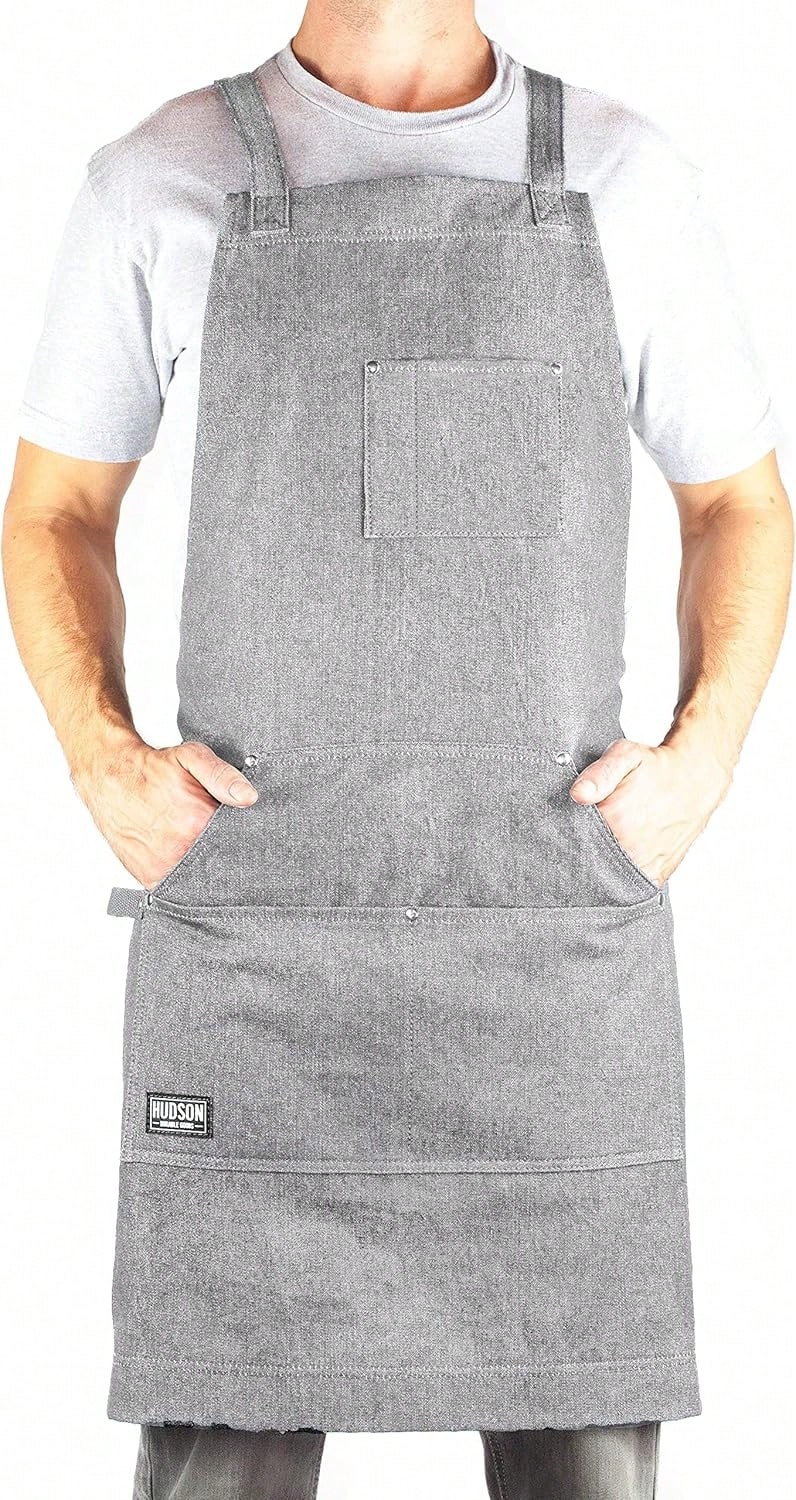 Delantal de chef profesional para la cocina, la barbacoa y la parrilla - Gris - Ver 1