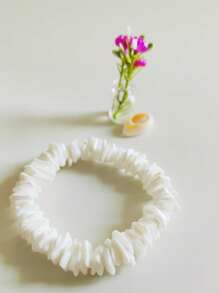 1pc Natural Beach Broken Shell Asymmetrical Bracelet, Essential For Women On Vacation