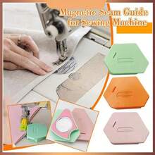 2Pcs Random Color Sewing Magnetic Seam Guide Anti-Slip Grip Sewing Machine Guide Magnets Sewing Machine Attachments Multifunctional Ruler Hemmer - Multicolor - View 2