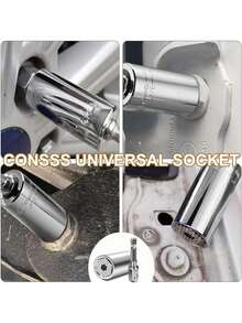 2 Stücke Universal Steckschlüssel Set, Steckschlüssel Set passt an Standard 1/4" - 3/4", 7mm-19mm Universal Steckschlüssel Werkzeugsatz mit Bohrer Adapter, Geschenke zum Vatertag