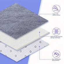 1 Piece Thick Plush Silver Grey Rectangular Soft Rug For Bedroom Soft Shaggy Rug, Living Room, Kids Room, Baby Room, Playroom, Cute Room Decor Rug