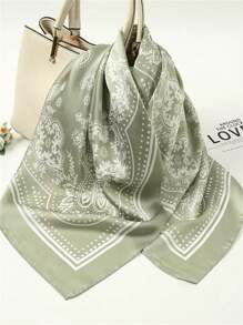 1 Stück Damen Cashew Blume Muster Bandana Schal, seidiges Material Kopftuch, Haarzubehör für den täglichen Gebrauch