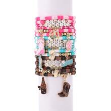 6pcs Set Western Cowgirl Themed Soft Clay Bracelets, Bohemian Style