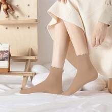 New  6 Pairs Women's Ruffle Socks Cute Ankle Socks Er Soft Breathable Cool Frilly Socks For Mary Jane Sho - Apricot+light Brown+brown+white+milky White+blac - View 5
