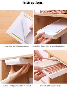 Romantic House Hidden Wall Hanging Drawer Type Drawer Box For Household Non-Perforating Cosmetic Brush Box For Office Stationery Storage Box,School Supplies,Back To School