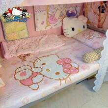 Sanrio 1set Sanrio Hello Kitty Cartoon Print Cooling Mat - Soft, Breathable Latex, Foldable & Portable Summer Bedding For Bedroom, Guest Room, Apartment, Hostel - Machine Washable Polyester Mat With Cute Kitty Design, Breathable Mat | Cartoon Print Mat
