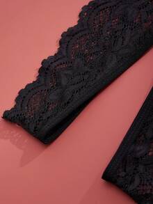 2 件时尚半透明镂空性感开裆内裤，女士柔软舒适日常内衣 - 黑色 - 查看 5