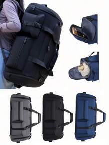 Dry And Wet Separation, Independent Shoe Compartment, Multiple Carrying Methods, Large Capacity Sports Luggage Bag, Multi-Compartment Design, High-Density Fabric, Available In Black/Gray/Blue, Suitable For Outdoor Light Travel/Yoga Fitness Swimming/Basketball Football Tennis Skiing/Unisex