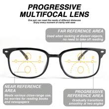 1pc Classic Multi-Focus Reading Glasses, 2-In-1 Progressive Function Lens, Ultra-Light Frame With Flexible Temples For Comfortable Wear, Fashionable Black & Purple Design - Black Purple - View 8